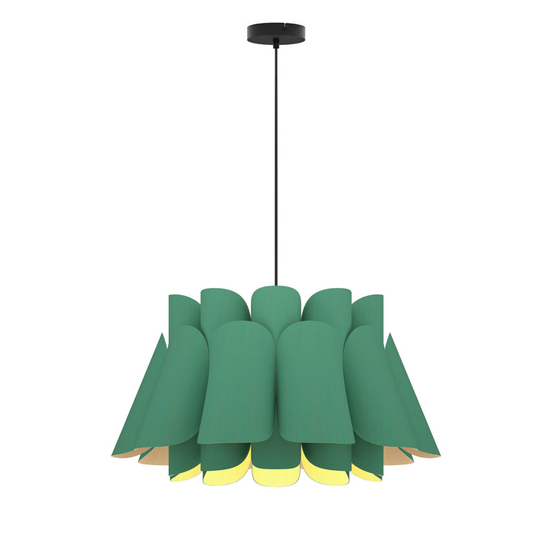 Luminaire suspendu noir 1 lumière Federica, Pétrole clair