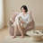 Bean Bag Chair with Pillow, Lazy Chair Filled Memory Sponge Light Brown
