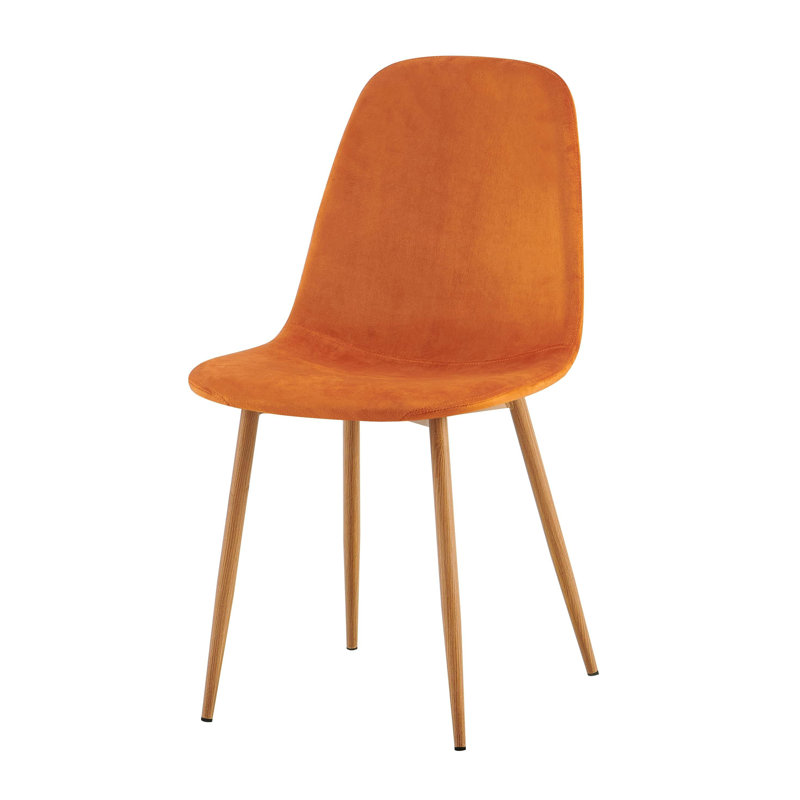 Allaina 55cm H Upholstered Metal Side Chair, Orange, Oak Wood