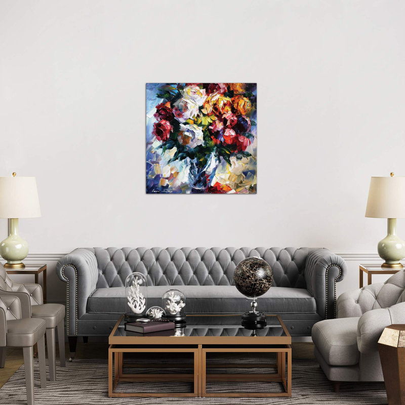 Roses by Leonid Afremov - Wrapped Canvas Painting, 93.98 cm H x 93.98 cm W x 3.175 cm D