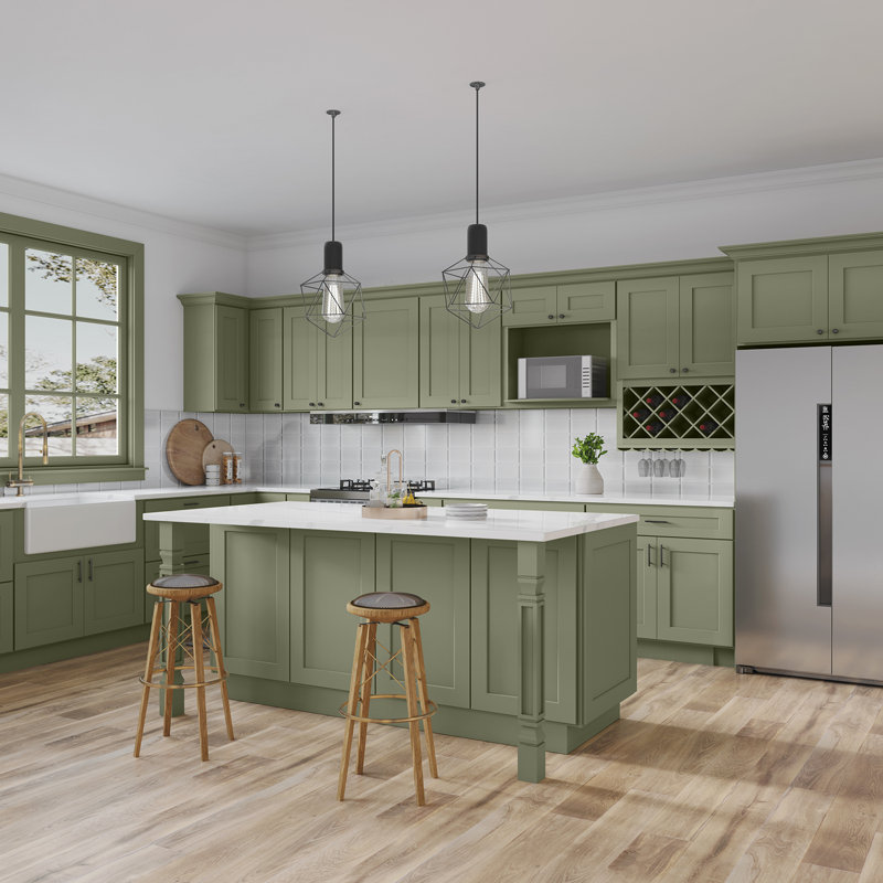 Armoire de cuisine en bois massif prête à assembler, H 30 po x l 12 po x P 12 po, Vert sauge