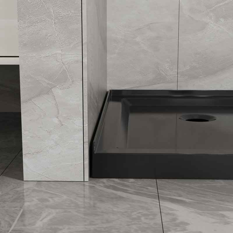 36" X 36" Neo-Angle Corner Shower Base, Acrylic & ABS, 2-Wall Fit, Pre-Leveled, Noir mat