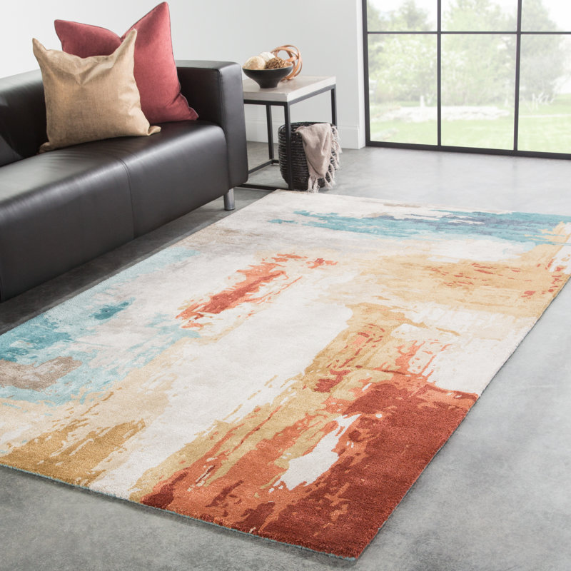 Tapis bleu touffeté à la main Cashel, Rectangle de 10 pi x 14 pi