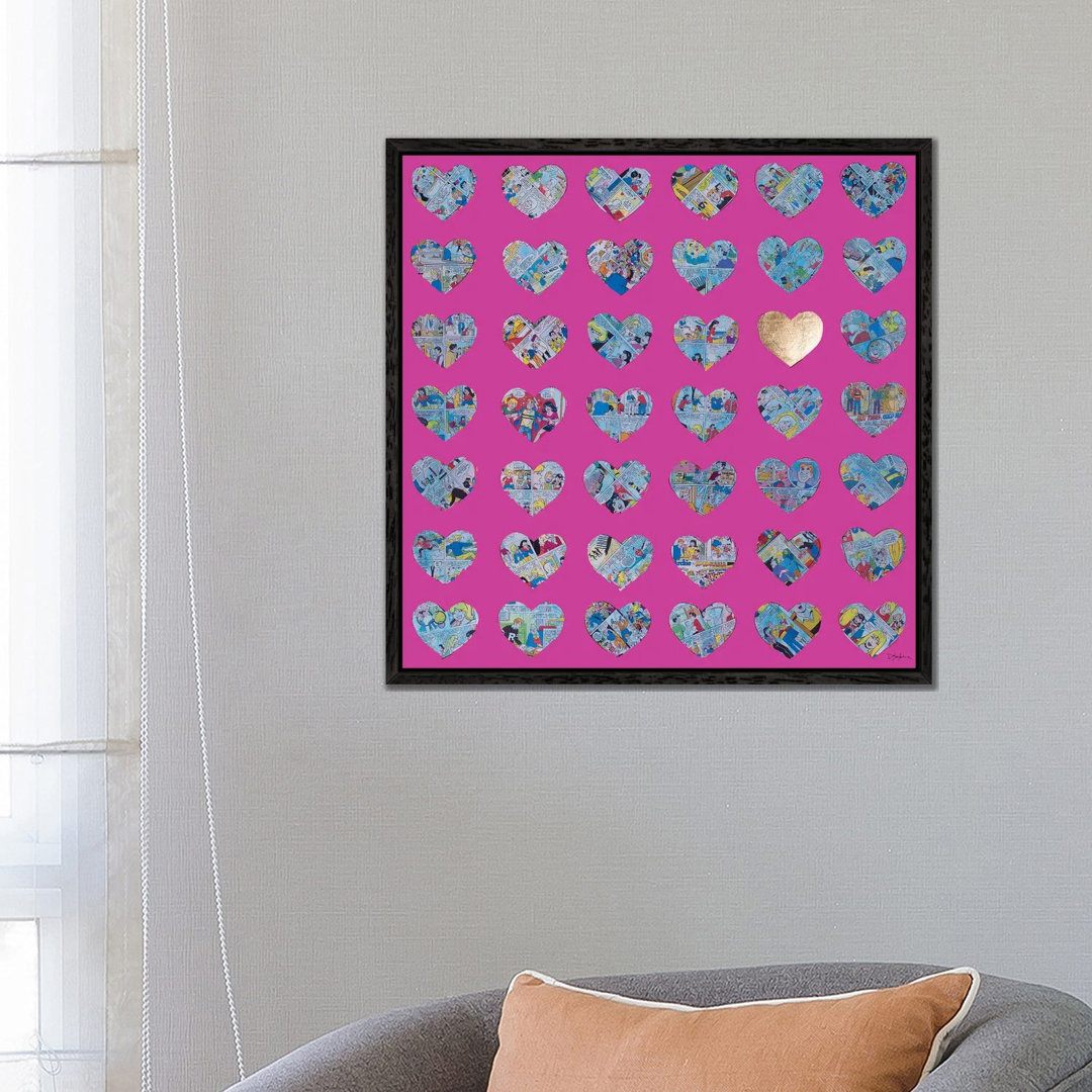 Hearts On Pink von Iness Kaplun - Galerie-verpackte Leinwand Giclée auf Leinwand