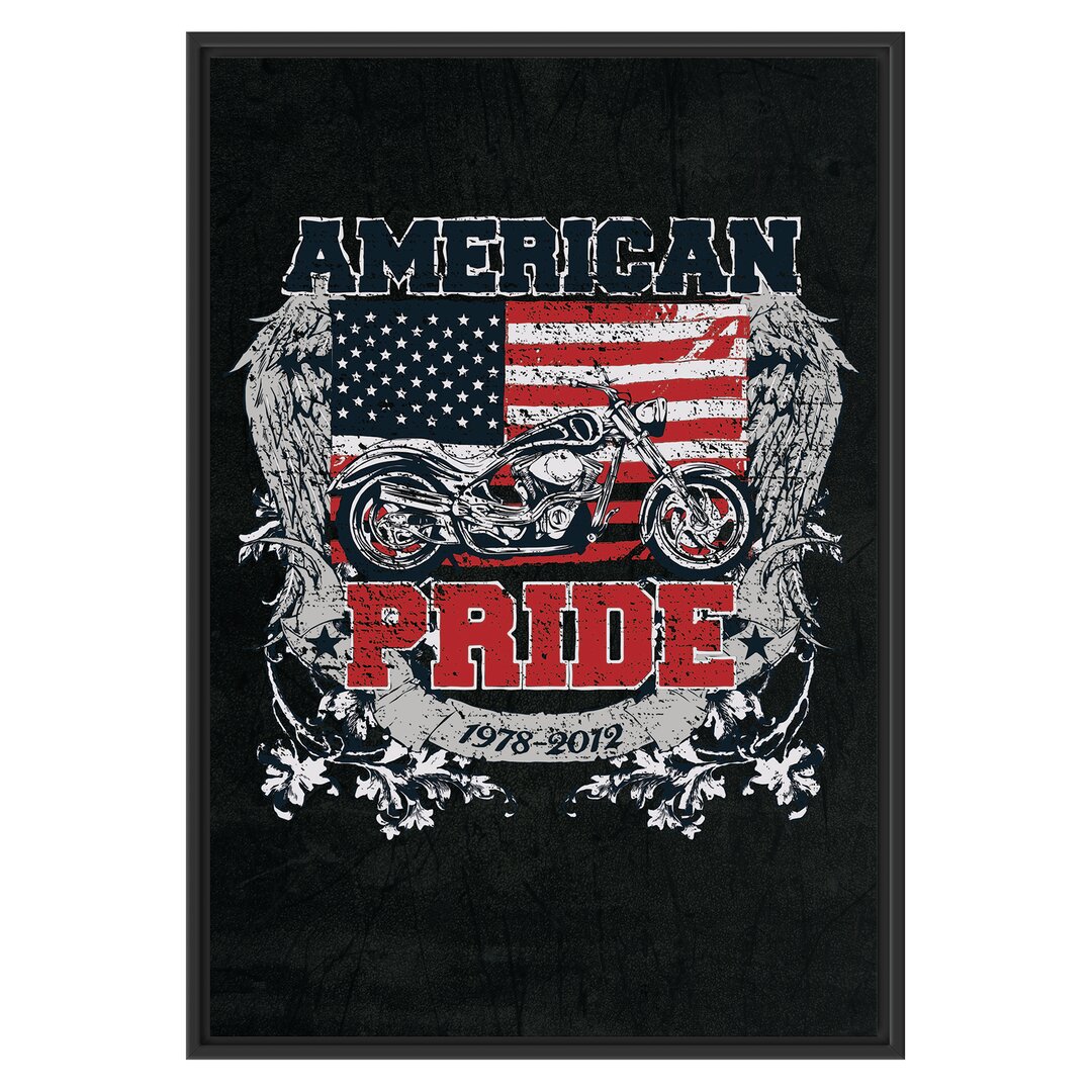 Gerahmtes Wandbild American Pride Schwarz