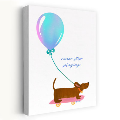 «Playful Skateboard Dog Playful Whimsical Contemporary», reproduction d'art murale
