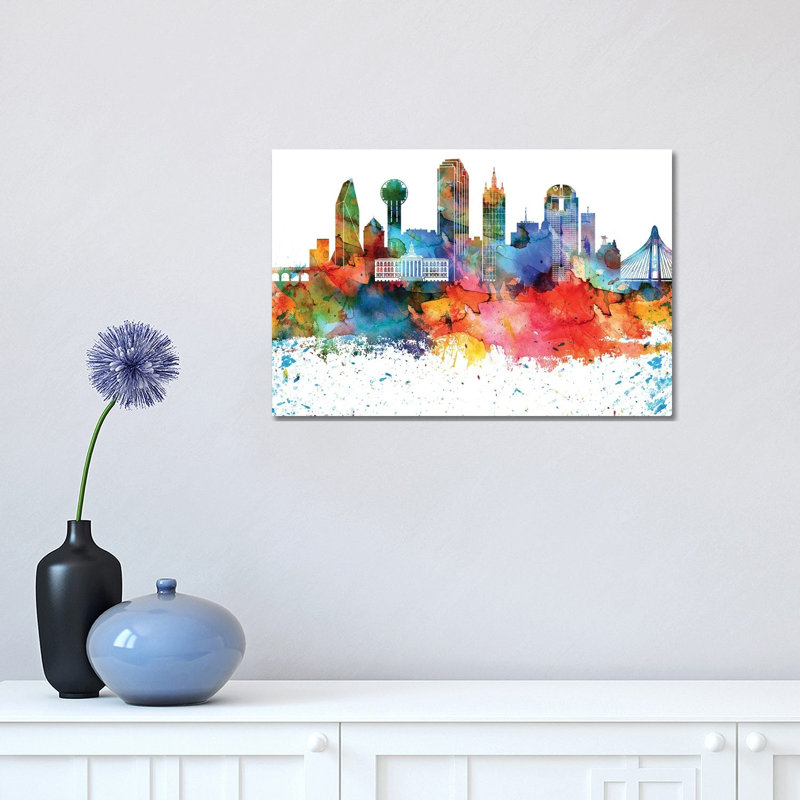 Dallas Skyline 1 Piece Wrapped Canvas Painting, 30.48 cm H x 45.72 cm W