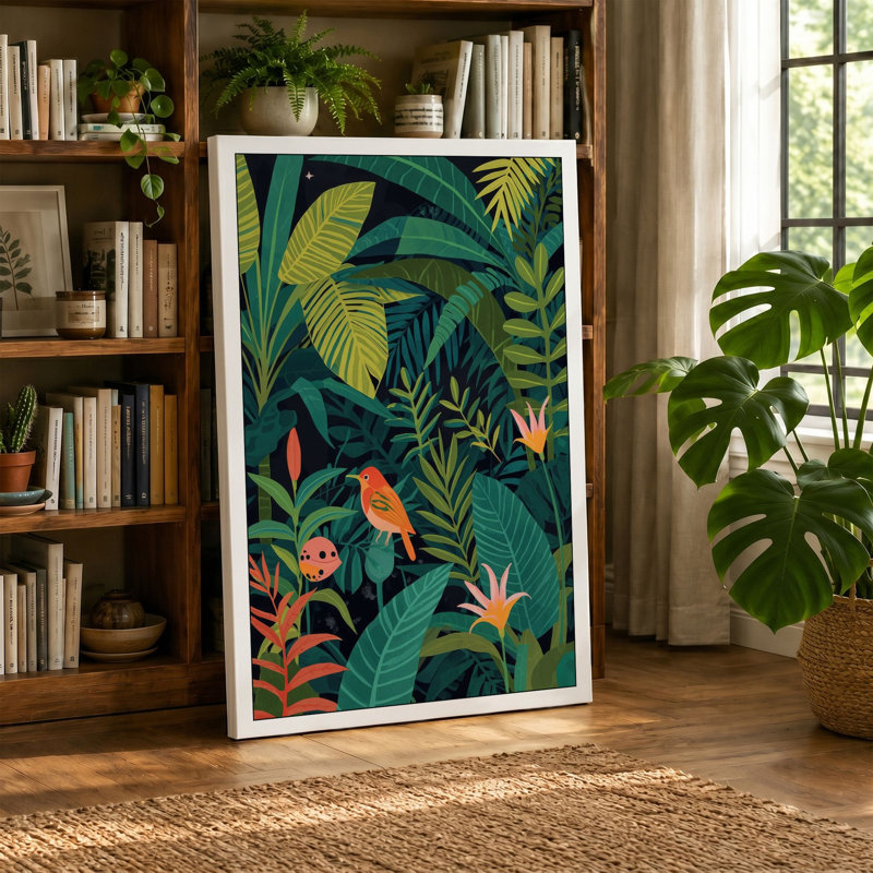 Jungle Garden Tropical - Wrapped Canvas, 18x12 - 45.7 x 30.5 cm, Sage Border