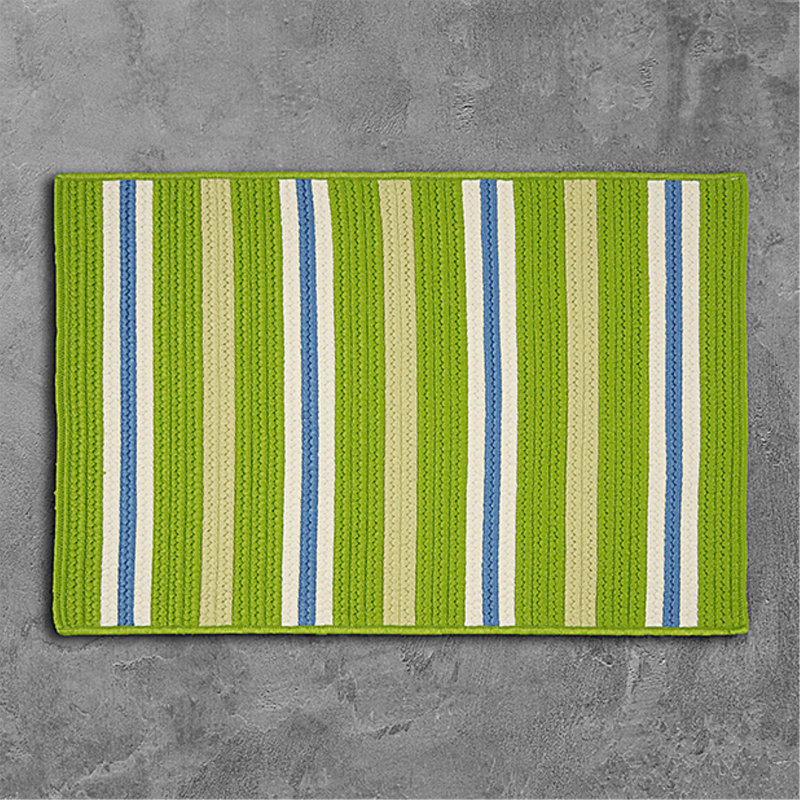 Tapis décoratif verts tressés rayés Depew, Rectangle 4 pi x 6 pi