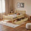 Lit plateforme en bois avec garde-corps et 2 tiroirs de rangement-1024330754