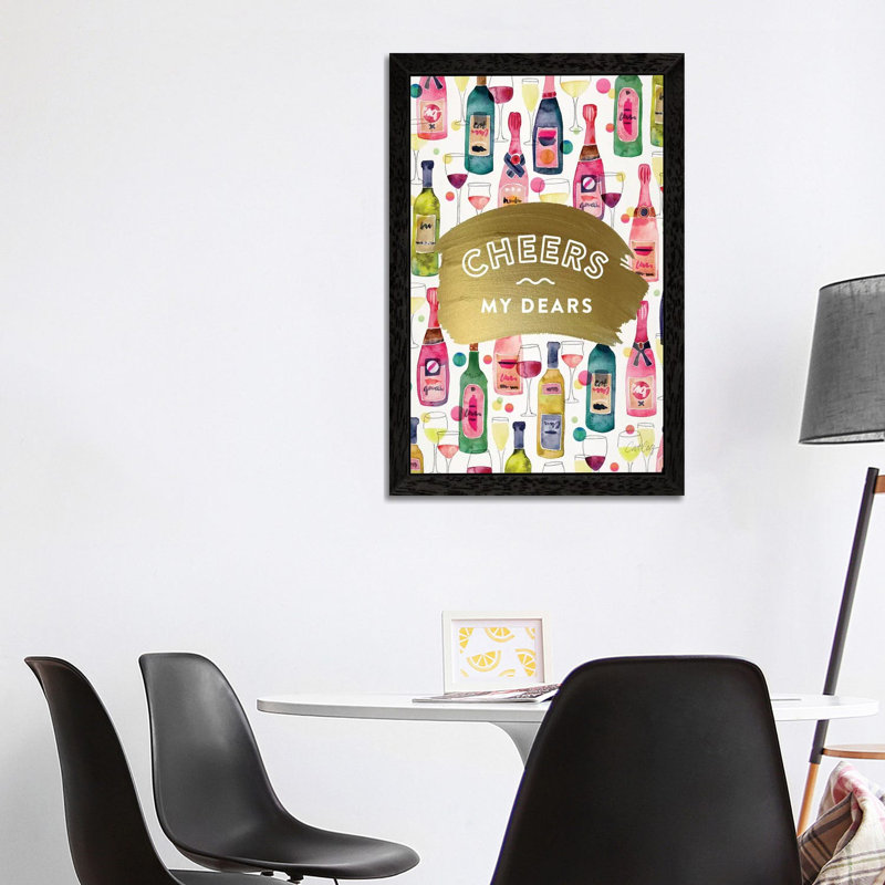 Cheers My Dears by Cat Coquillette - Painting, 66.04 cm H x 45.72 cm W, Black Floater Framed
