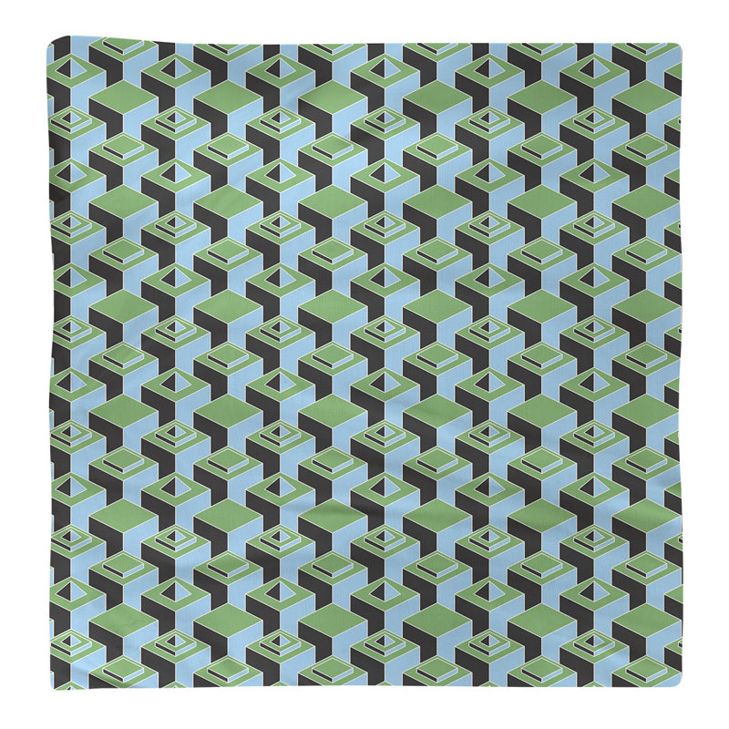 Serviette de table en coton à motif de gratte-ciels à deux couleurs, H 0,1 po x l 22 po x P 22 po, Vert / Sarcelle
