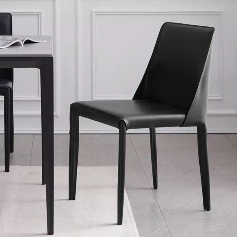 Greysi Leather Upholstered Dining Chair, Black