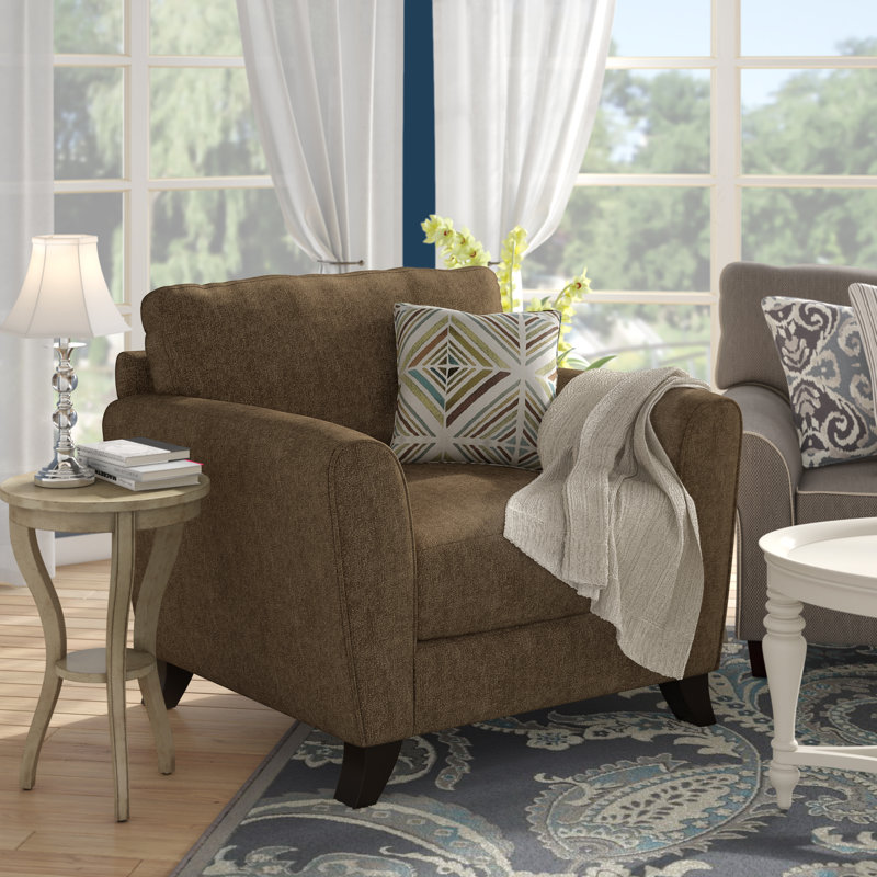 Fauteuil club en polyester de 43 po de largeur Bestla, Latte