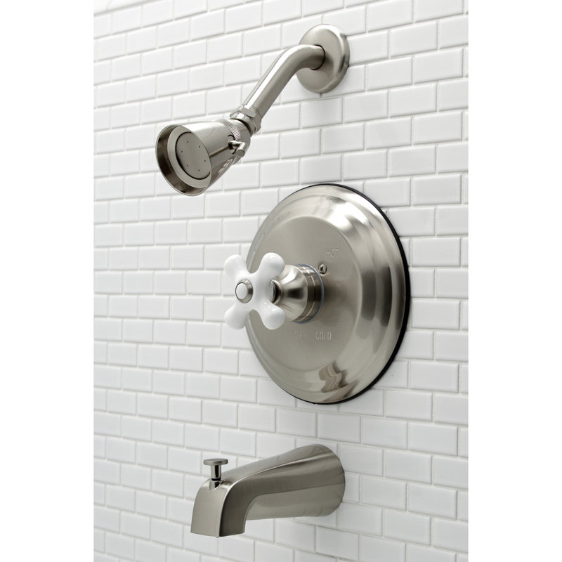 Kingston Brass Single-Handle Pressure Balanced Tub and Shower Faucet, Trim Only, Brushed Nickel