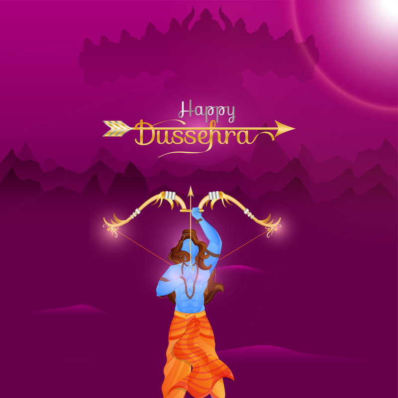 Happy Dussehra - impression sur toile tendue, H 36 po x l 36 po