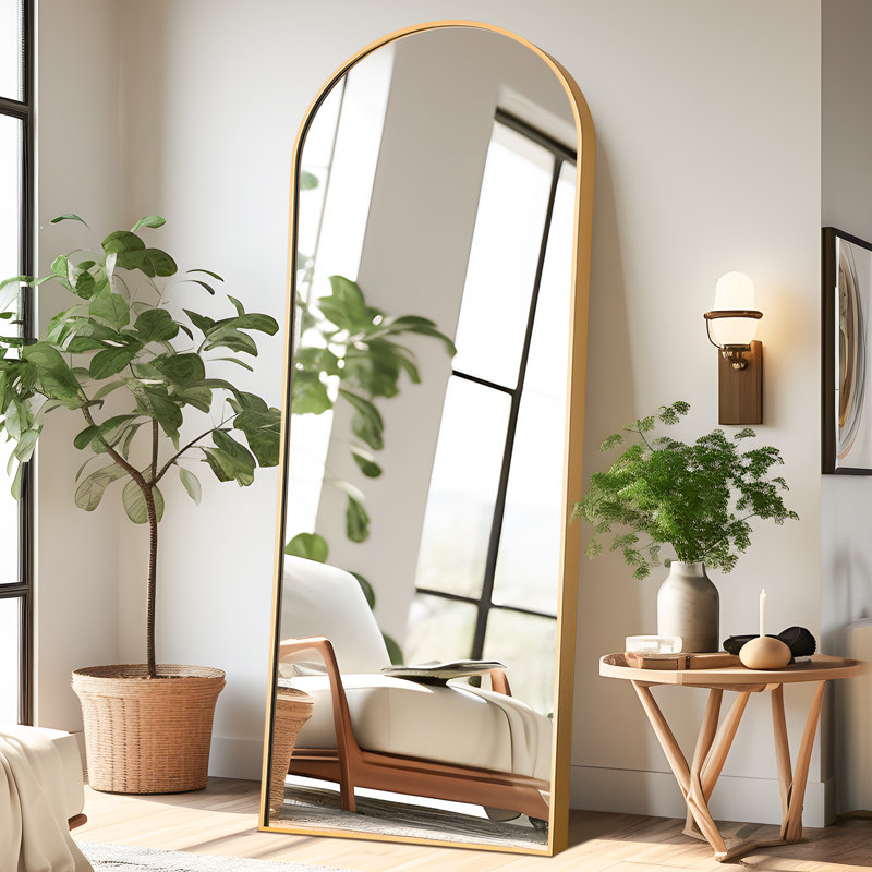 Grand miroir de plancher arqué pleine longueur, Or, 64 po x 21 po