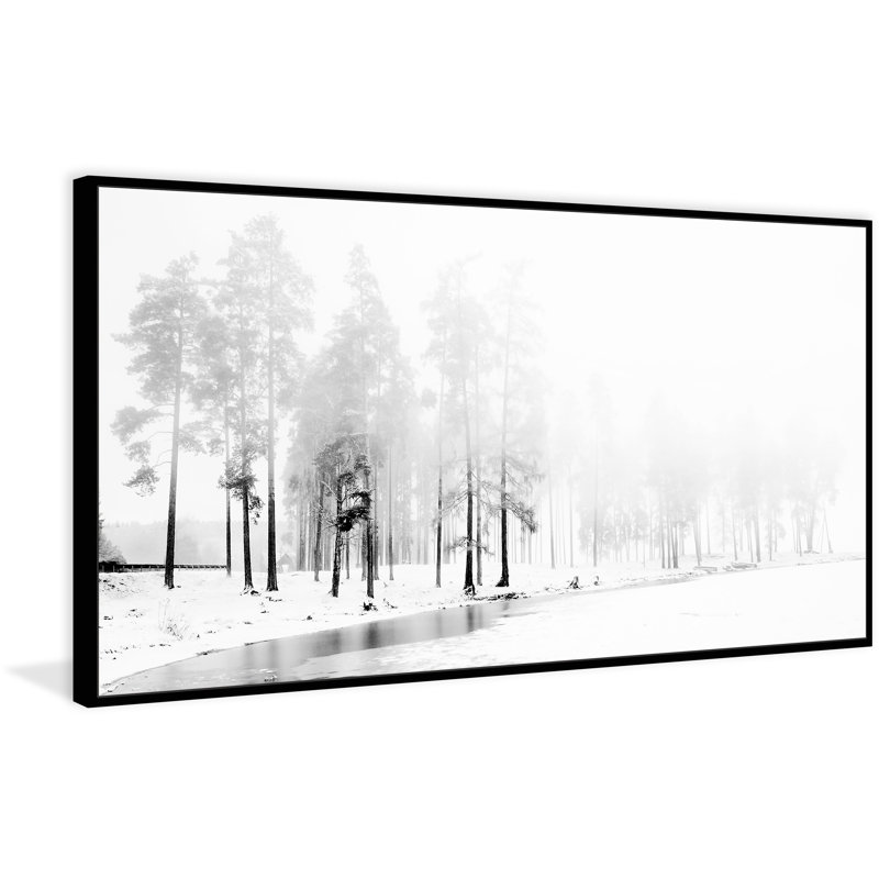 Winter River Canvas Art Print, 30" H x 60" W, Black Floater Framed