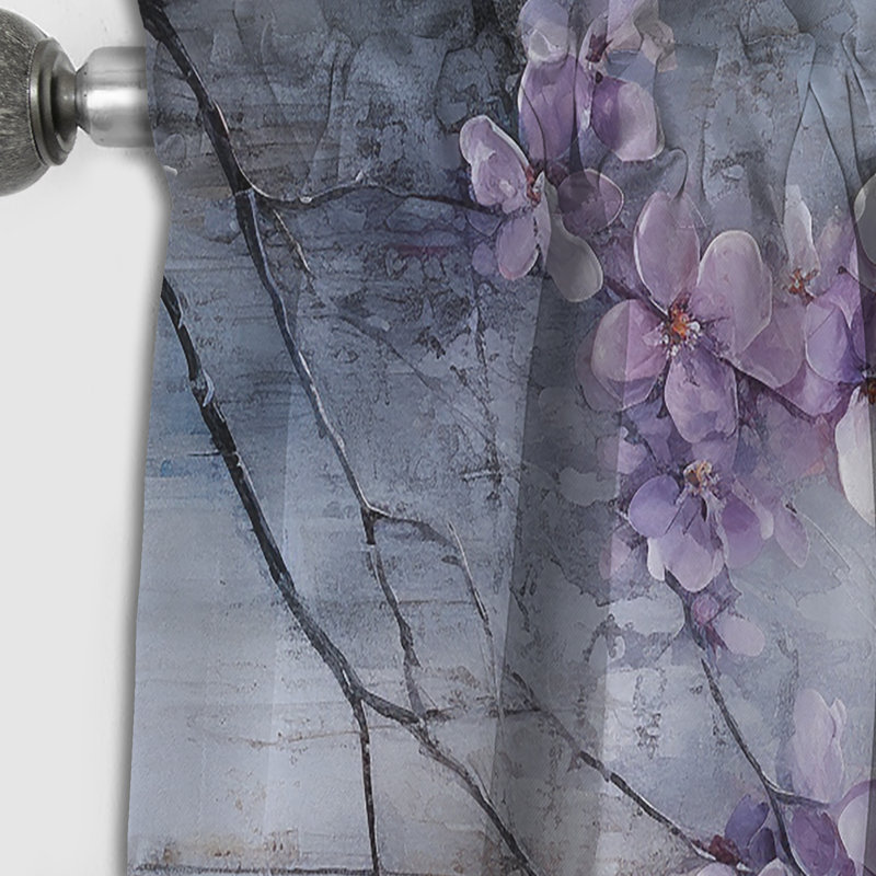Rideau mauve à motif floral violet - 1 panneau, L 52 po x L 90 po
