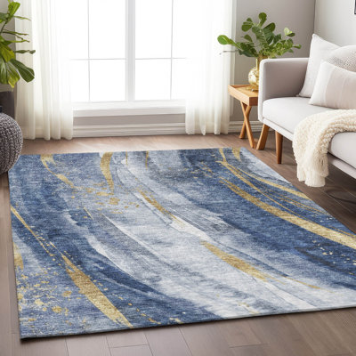Tapis d'intérieur / extérieur bleu Braeon 