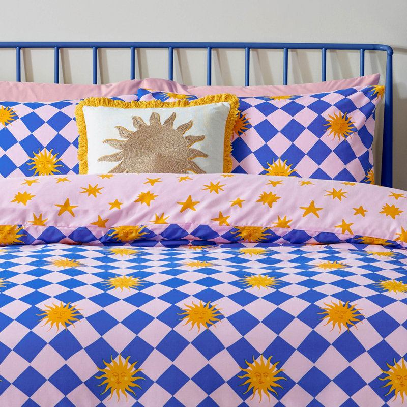 Antares Cotton Blend Plaid Duvet Cover Set with Pillowcases, Super King Duvet Cover + 2 King Pillowcases