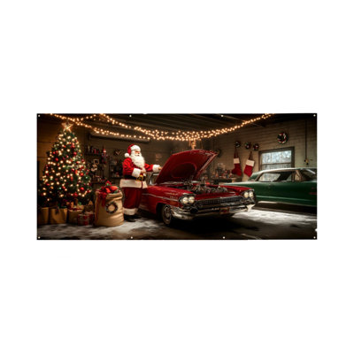 Christmas Garage Door Banners Large Holiday Yard Door Cover Merry Christmas Porch Backcloth Curtain Outdoor Xmas Party Decoration Supplies