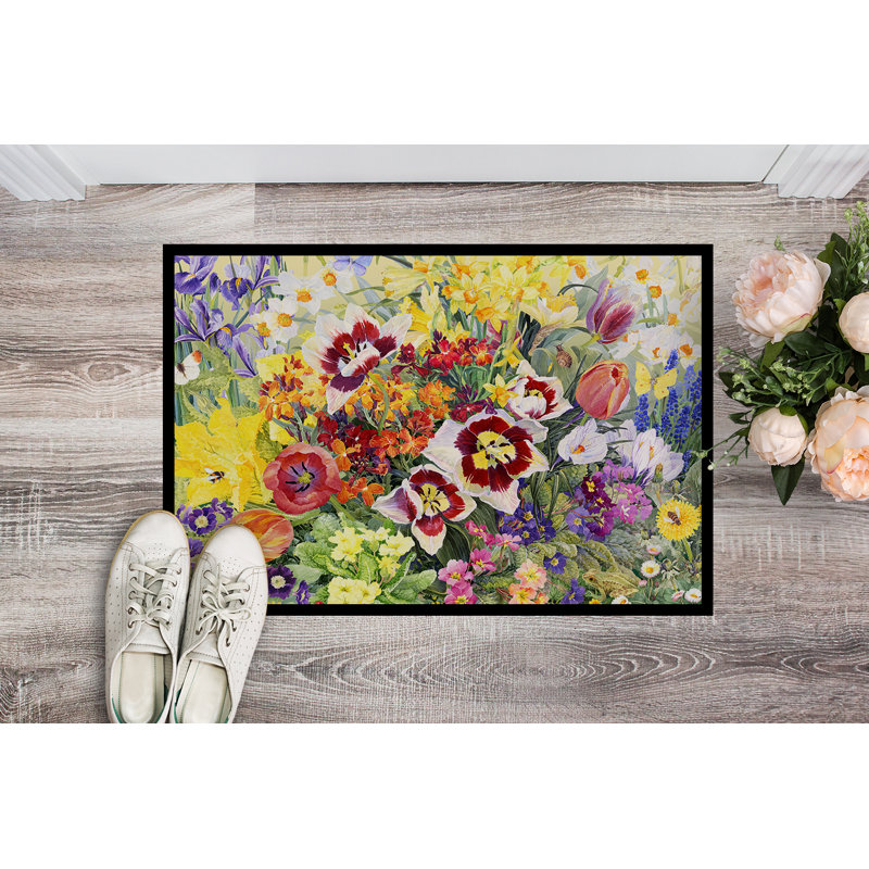 Wantagh Non-Slip Floral Indoor / Outdoor Doormat, Rectangle 2' x 3'
