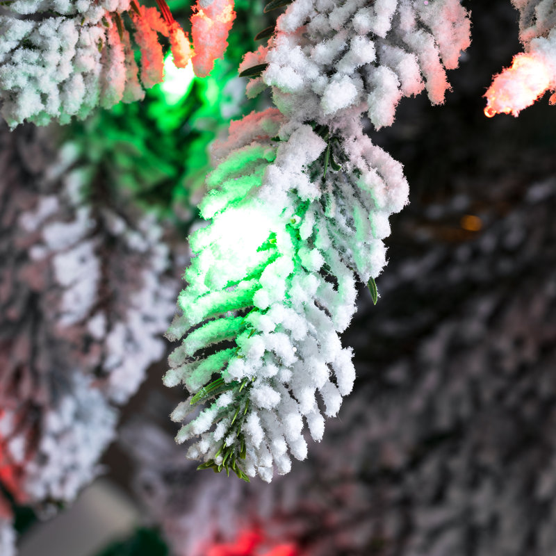 7.5' Pre-Lit Flocked 360 Degree Rotating Spruce Artificial Christmas Tree with 400 Lights
