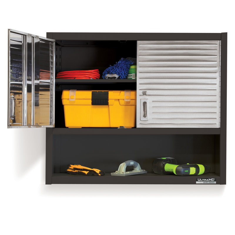 Seville Classics UltraHD Double Door Wall Cabinet, 36" W x 12" D x 30" H, Graphite