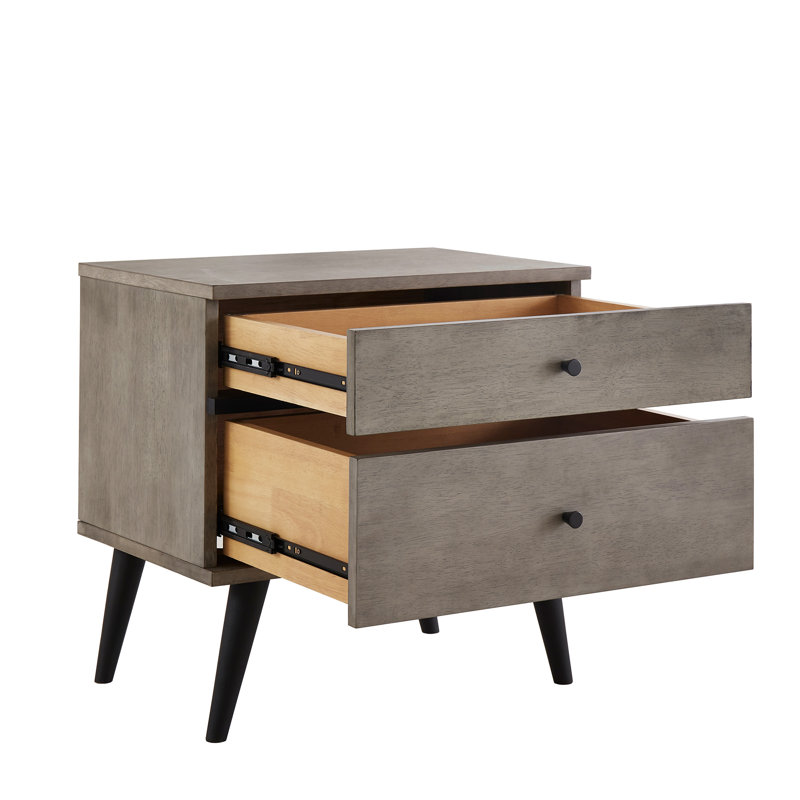 Table de chevet 2 tiroirs Macedo Mid-Century