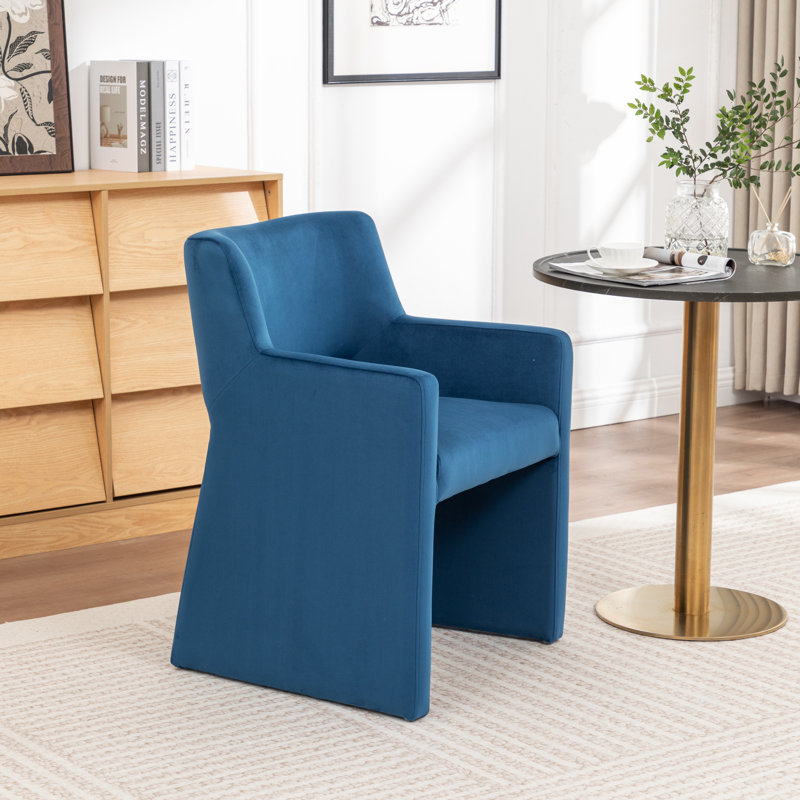 Chaise rembourrée en velours Hambrook, Marine