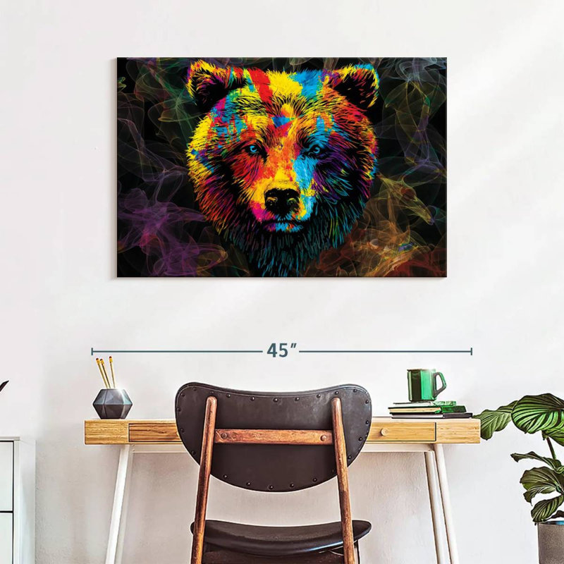 «Grizzly Bear Smoky Color Bear» sur toile, H 26 po x l 39 po x P 1,25 po