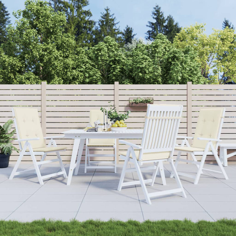 Ensemble de 4 coussins de chaise d'extérieur en polyester crème Highback, H 47,2 po x l 19,7 po x P 1,2 po, Crème