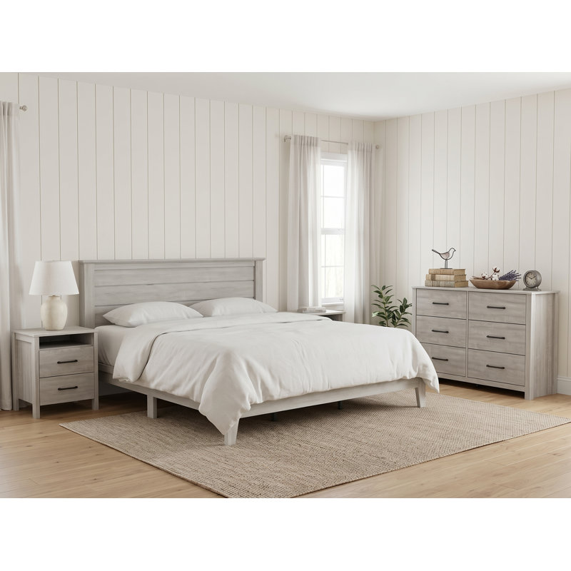 Ensemble de chambre à coucher 3 pièces Allysyn, Chêne gris cendré