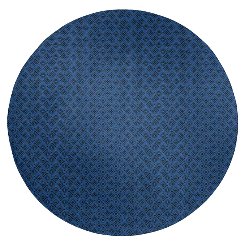 Tapis bleu minuit à un labyrinthe carré, Rond 5 pi