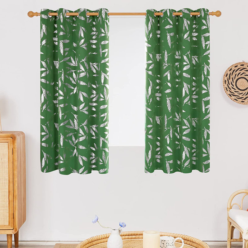 Polyester Room Darkening Curtain Pair, Dark Green, 52" W x 72" L