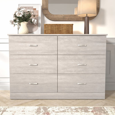 Allyannah 47" W 6-Drawer Manufactured Wood Double Dresser with Interlocking Drawers