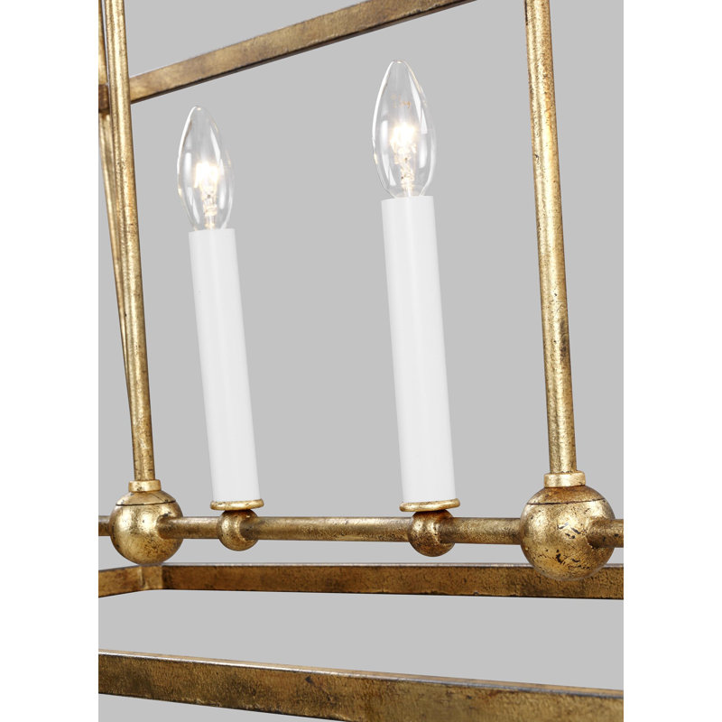 Luminaire suspendu linéaire à 6 lumières pour îlot de cuisine Lilo par Chapman & Myers, Or antique
