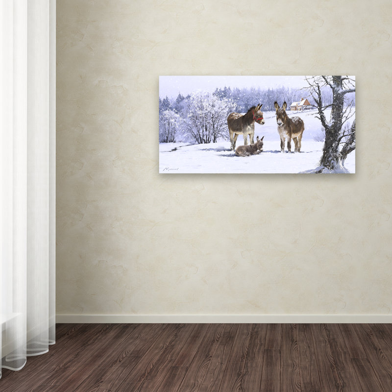 Winter Landscape Donkeys in Snow Canvas Art, 20" x 25"