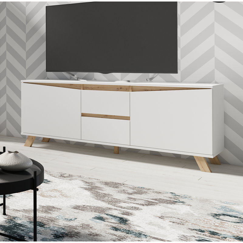 Vanderpol Unfinished TV Stand for TVs up to 58", White/Artisan Oak