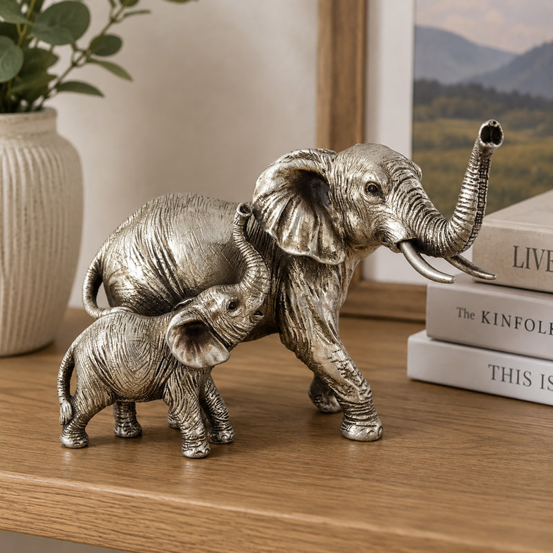 Alexandro Elephant Family Silver Figurine
