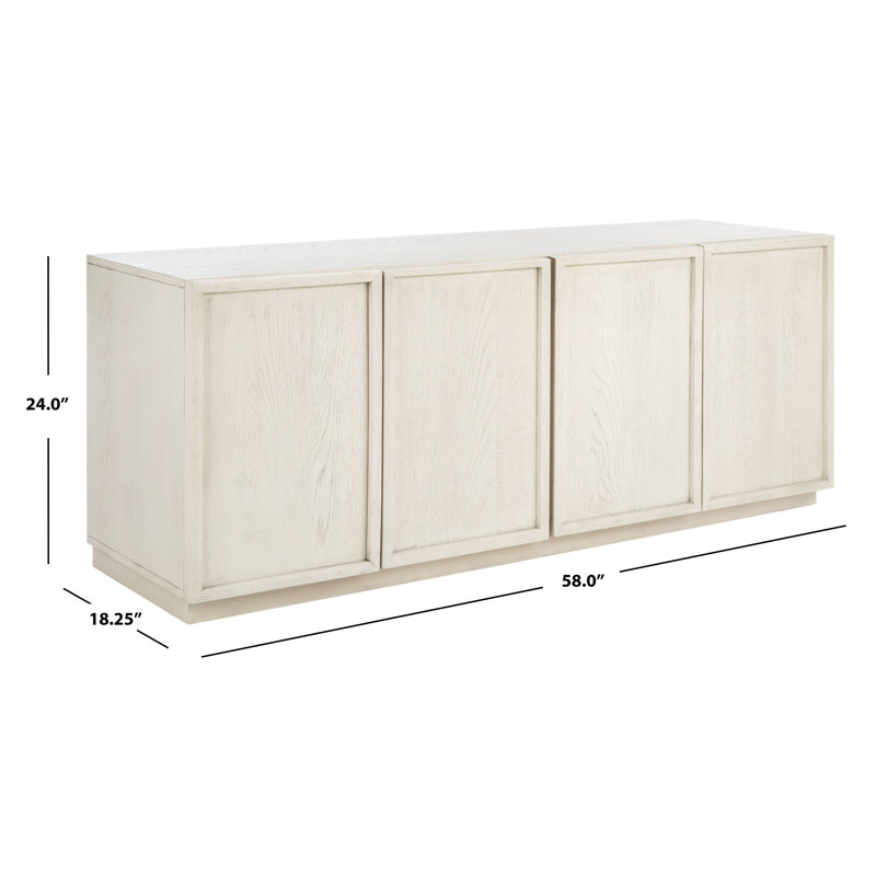 Bronwyn 4 Door Wood Media Stand, White Wash