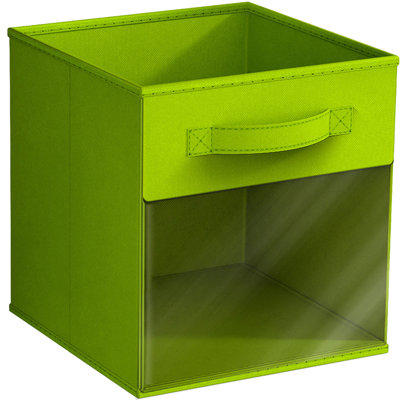 Sorbus 11" Collapsible Storage Bin with Clear Window and Handles – 1-Piece Foldable Fabric Organizers, Green