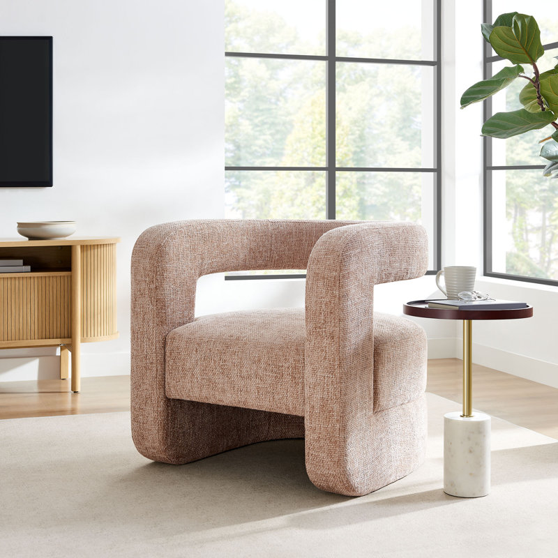 Jaylin Upholstered Chenille Accent Chair, Blush Fabric