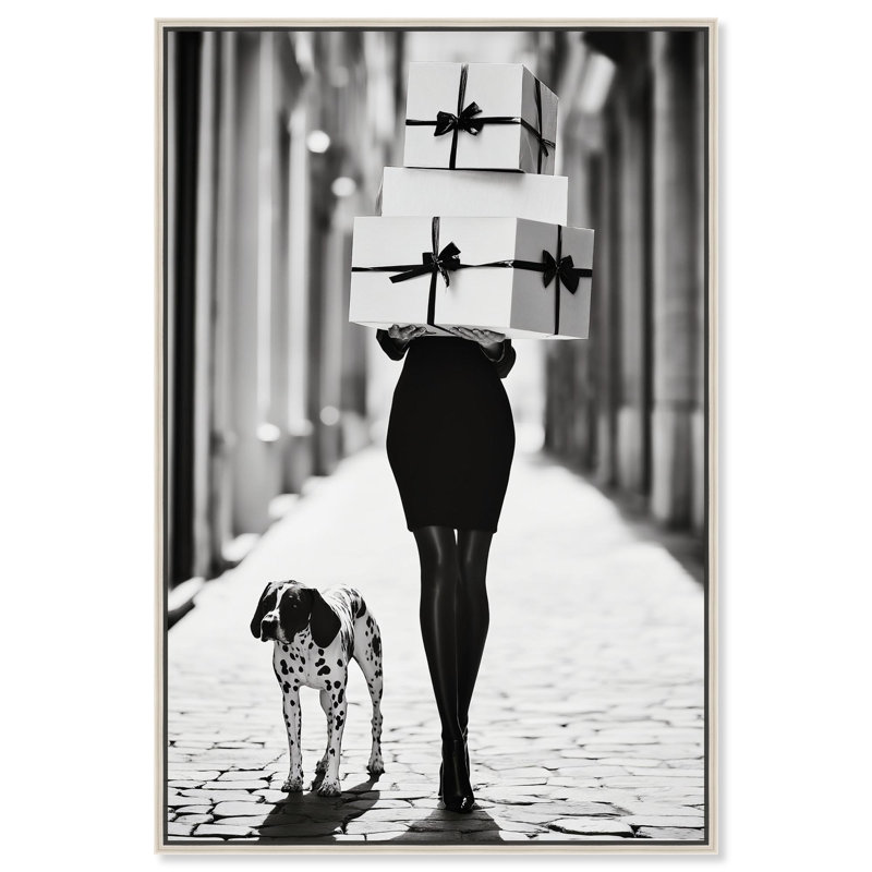 «City Dalmatian II» par Art Remedy, Noir, H 16 po x l 11 po, Cadre flottant