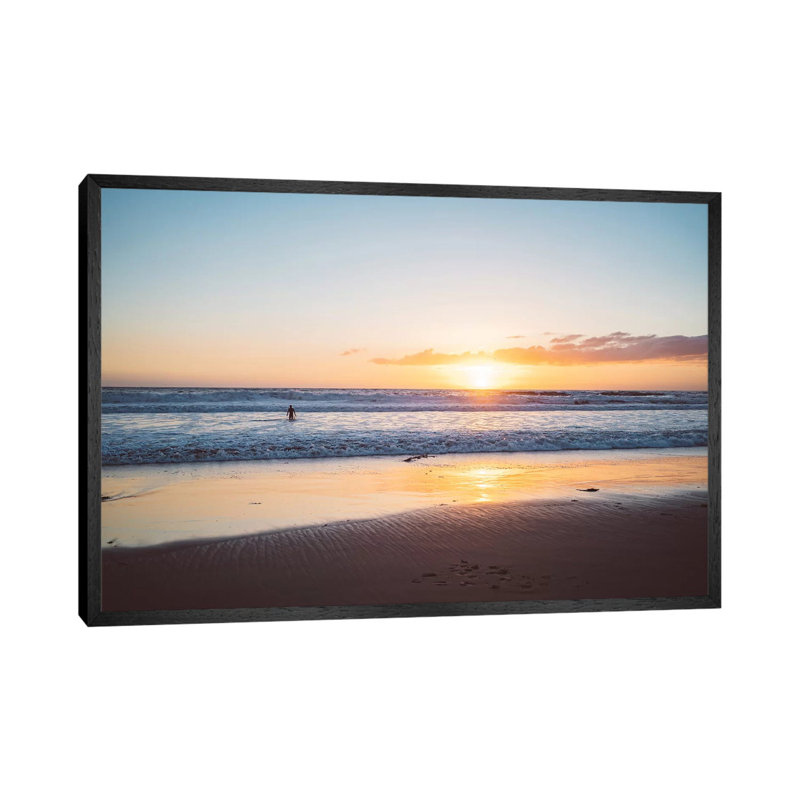 Venice Beach Surfer III by Bethany Young - Floater Frame Painting on Canvas, Black, 45.72cm H x 66.04cm W x 3.81cm D
