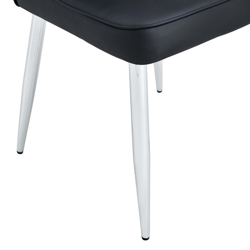 Chaises de salle à manger minimalistes modernes, dossier incurvé en polyuréthane et coussins de siège en métal, Argent argent