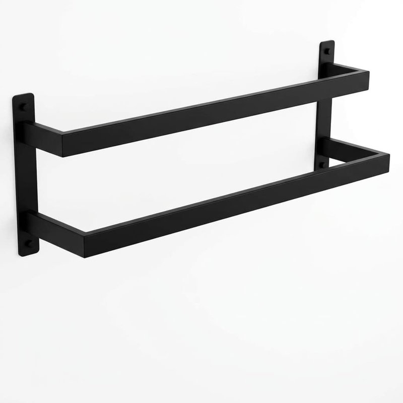 Échelle porte-serviettes murale à 2 niveaux en acier inoxydable noir de 61 cm (24 po)., Black