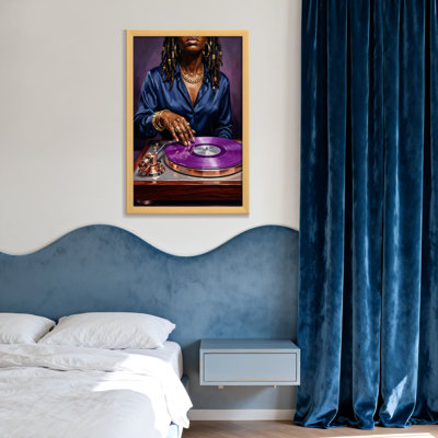 Fashion Woman With Dreads Playing Purple Vinyl