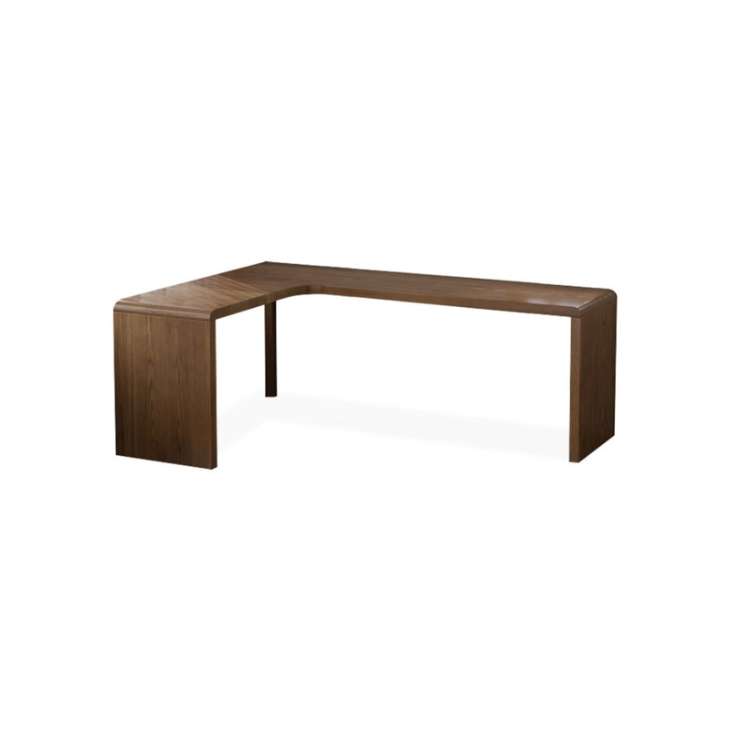 Bureau en bois massif en L noyer clair, H 29,53 po x l 70,87 po x P 47,24 po, Retour à gauche